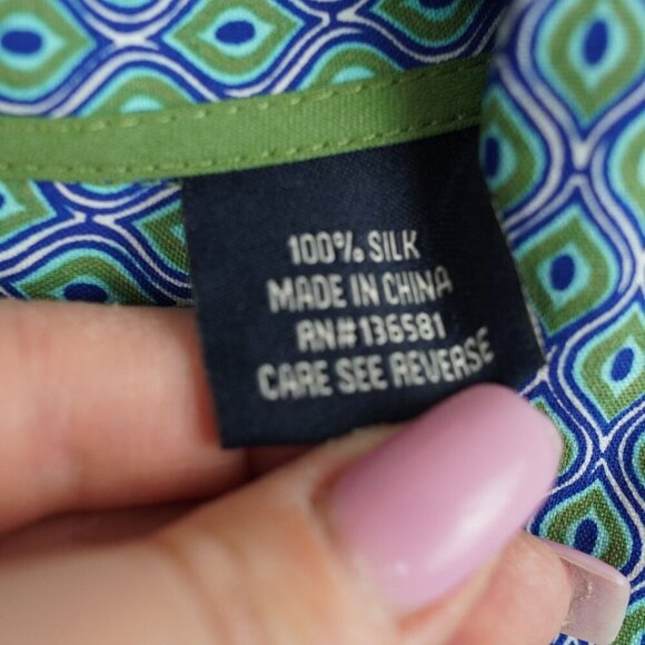 Nat Nast 100% Silk Button Down Shirt XL Blue‎ Short Sleeve Luxe Lounge - Picture 10 of 10